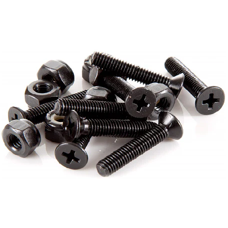 Black Skateboard Hardware Phillips 1 inch